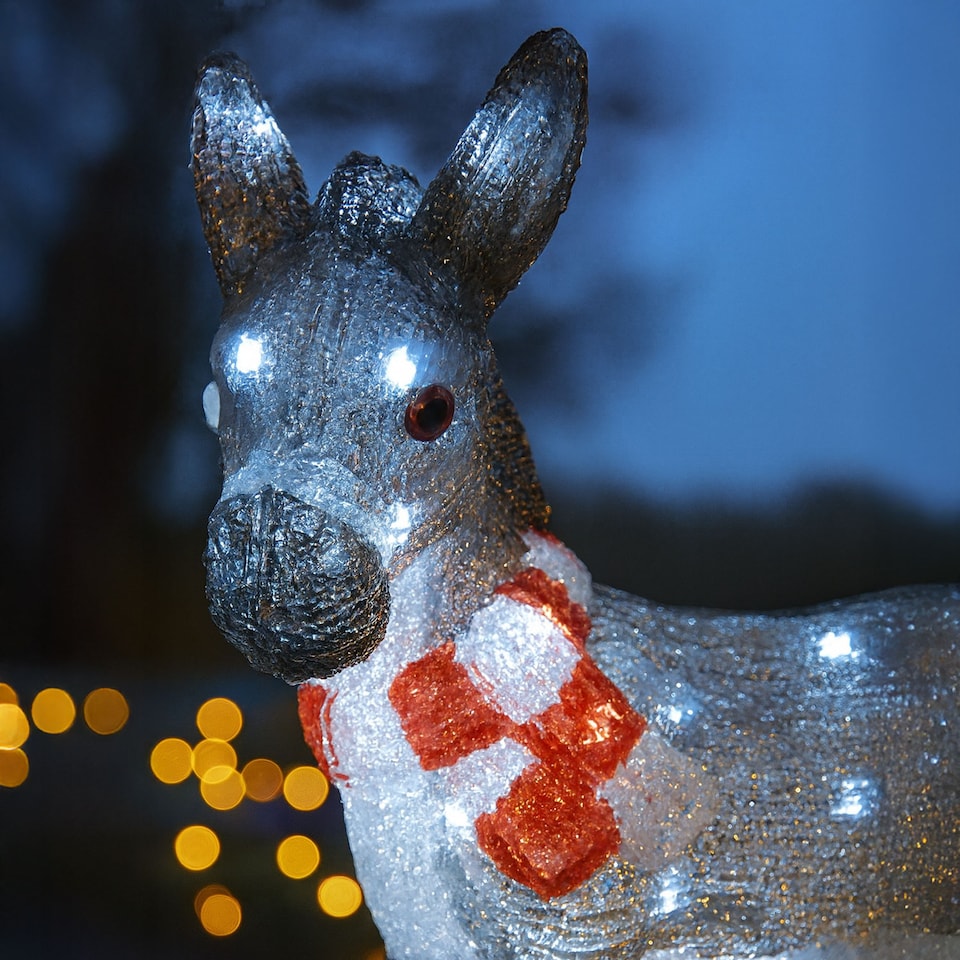 image 1 of Neo 34 cm Donkey Acrylic Christmas Light 30 Cool White LED Christmas Light Battery Powered Outdoor Indoor Festive Decoration Ornament Auto Timer