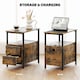image 4 of HOMCOM Side Table with Charging Station, USB Ports and Power Outlets, Narrow Bedside Table with 2 Drawers and Shelf for Living Room, Bedroom, Rustic Brown | Brown