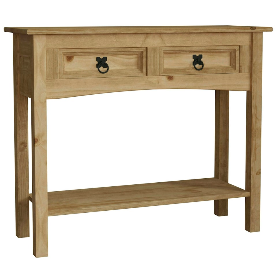 image 1 of Vida Designs Corona 2 Drawer Console Table With Shelf, Solid Pine Wood