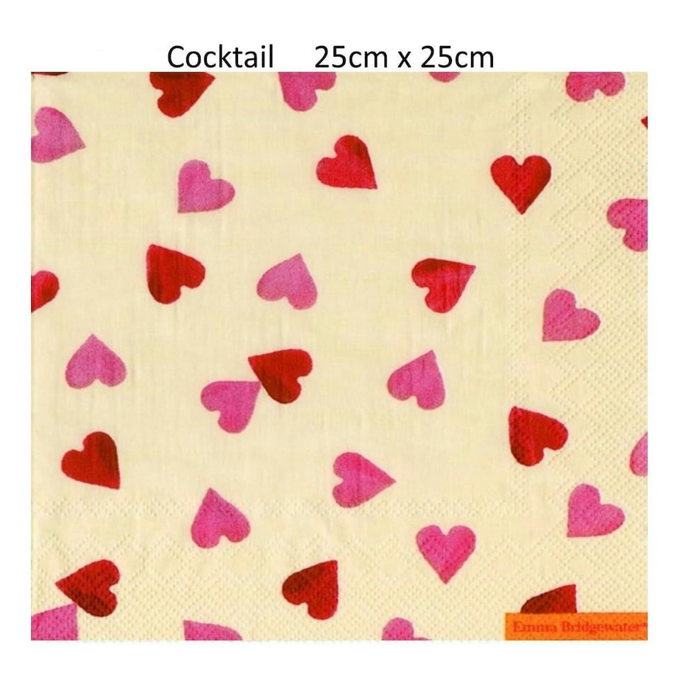IHR  Hearts Cocktail Napkins 25cm 3ply  20 Pack