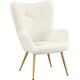 image 3 of Yaheetech Boucle Accent Chair with Wood-tone Metal Legs White | Ivory