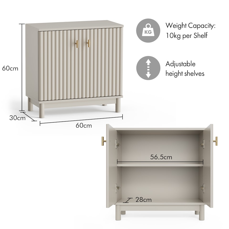 image 1 of Vonhaus Victoria Stone Bathroom Storage Cabinet with Fluted Texture Doors