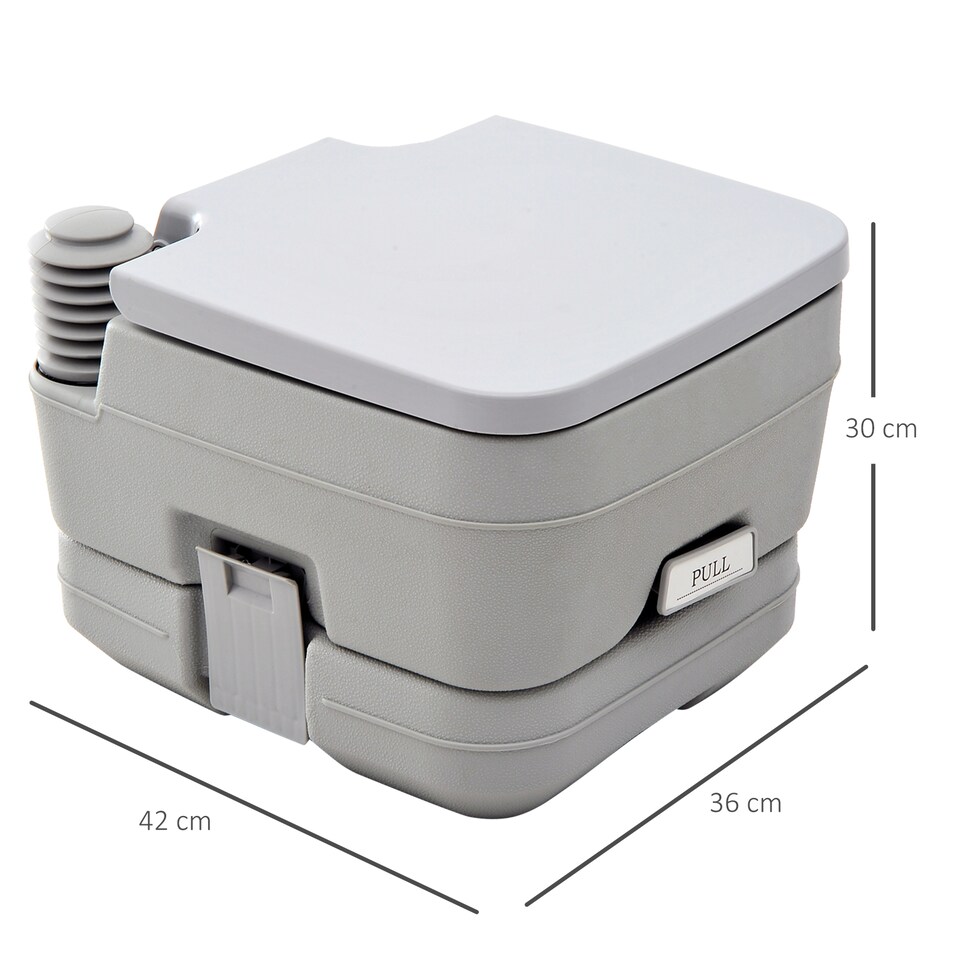 image 1 of HOMCOM 10L Portable Travel Toilet Outdoor Camping with 2 Detachable Tanks Grey