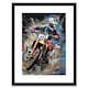 image 1 of Motocross Race Action Shot Extreme Sport Painting 9x7" Black Framed Wall Art Print