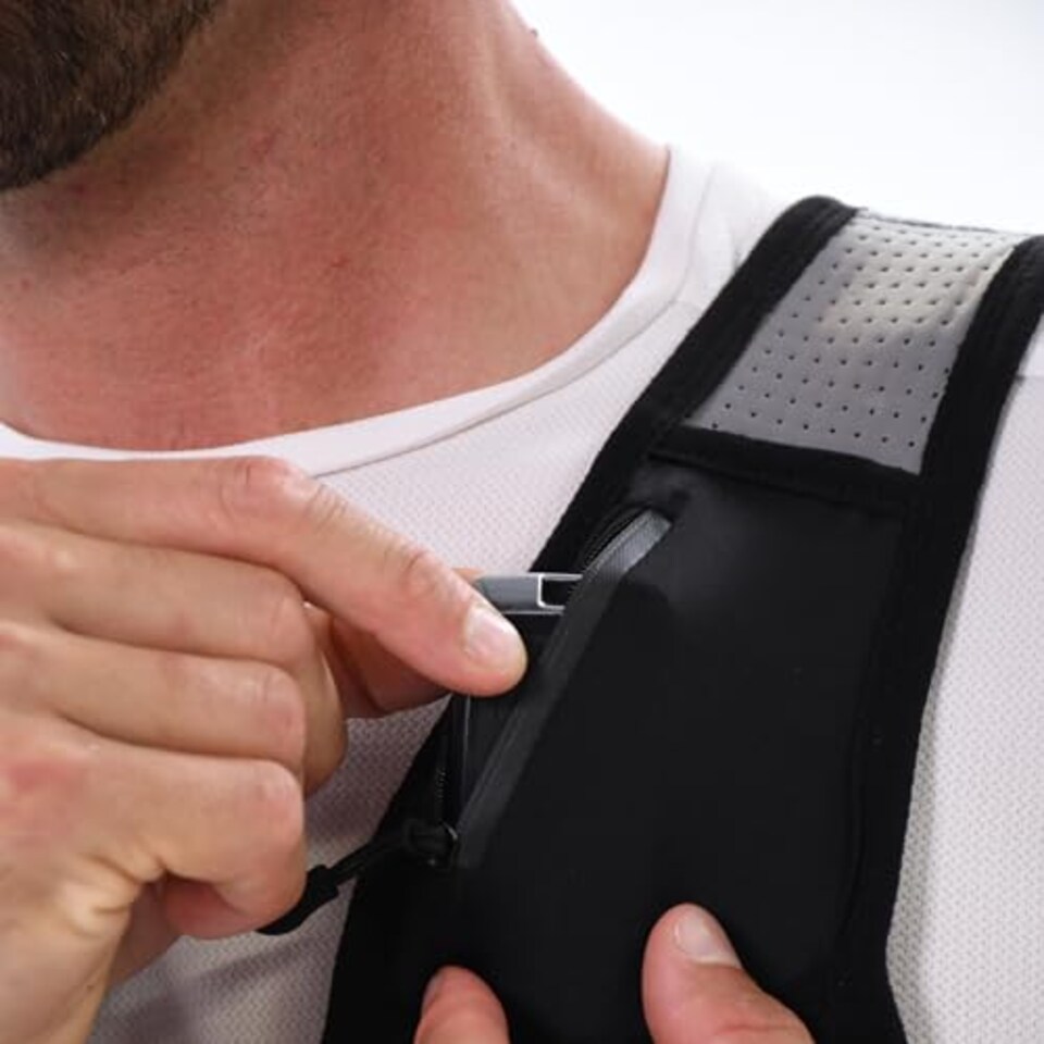 image 1 of Six Peaks Hydration Running Vest, Functional Reflective Safety Race, Lightweight Hydration Pack With Neoprene Body, Storage Pockets And 500ml Collapsible Bottle, Black, Xs/S