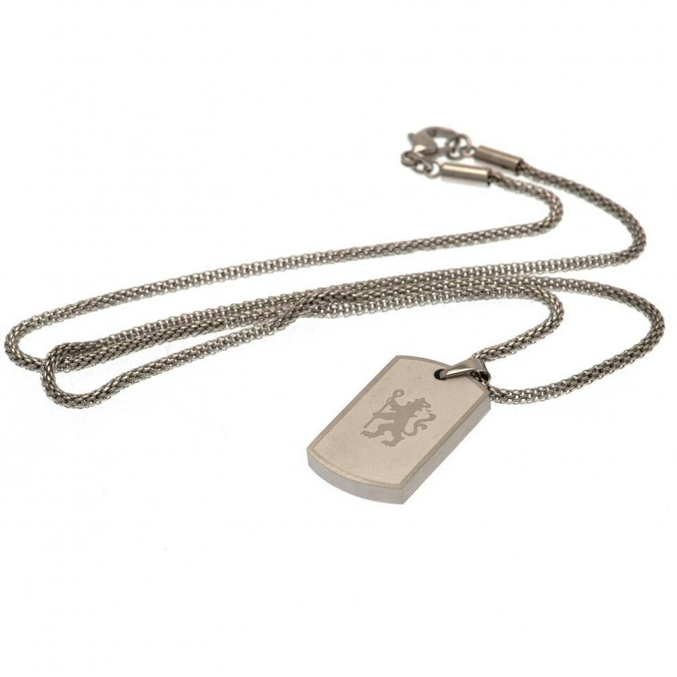Chelsea FC Dog Tag And Chain - Silver - One Size