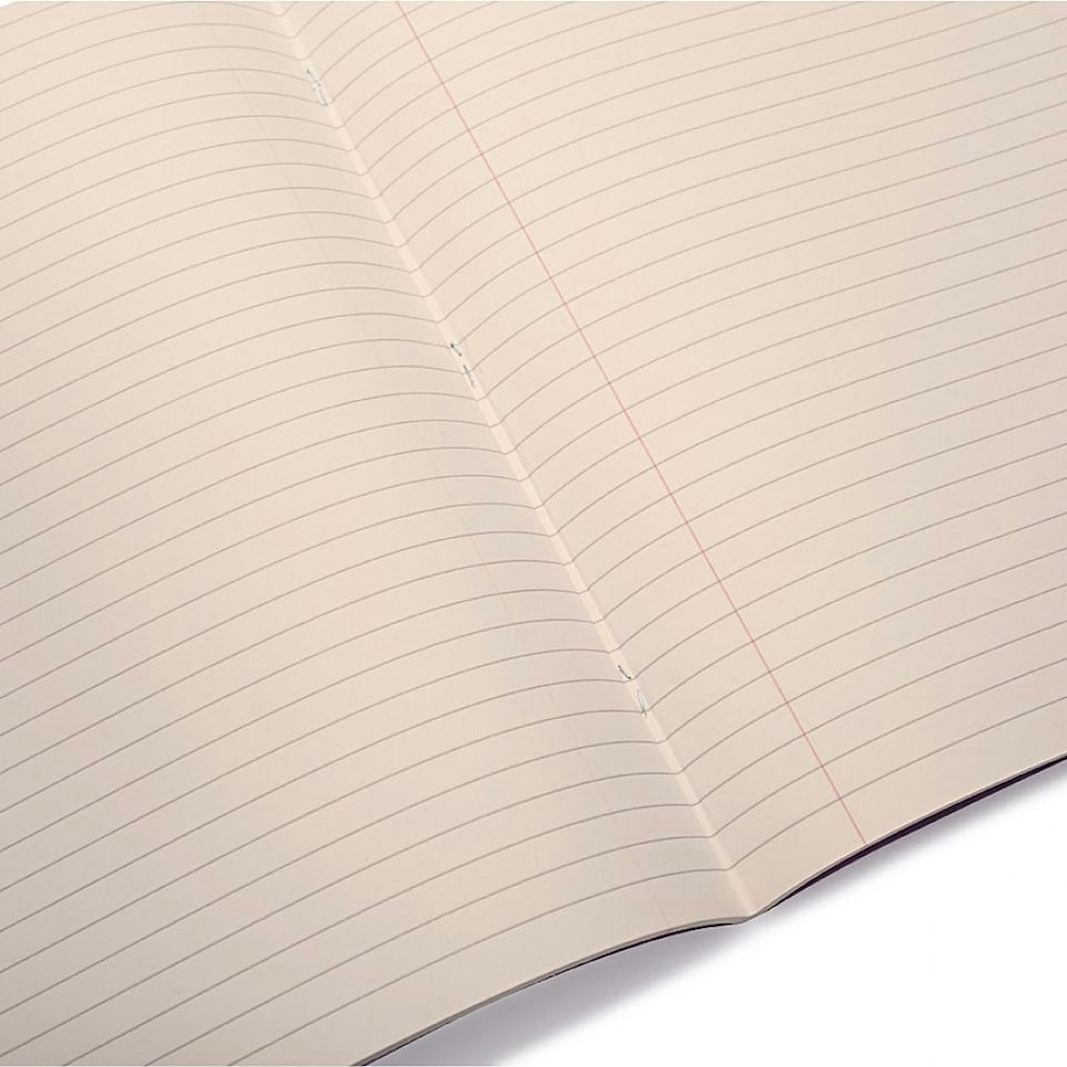 image 1 of Pack of 10 Rhino A4 48 Page Yellow with Cream Tinted Paper 8mm Lined with Margin Exercise Books