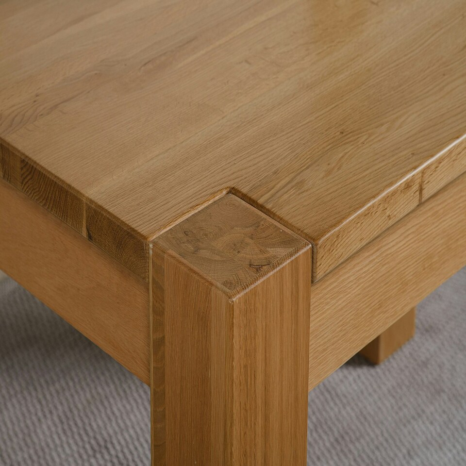 image 1 of Kuba Large Oak Dining Table with 8 Lola Burgundy Leather Chairs Red