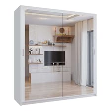 Sliding wardrobes 4U Modern Full Mirror Sliding Door Wardrobe Multi Size (90-203cm) & Color Options | White | 150cm | 150cm