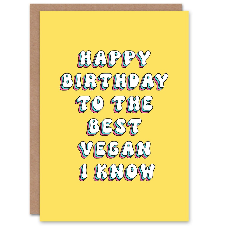 image 1 of Best Vegan Know Bright Retro Fun Woman Her Birthday Card