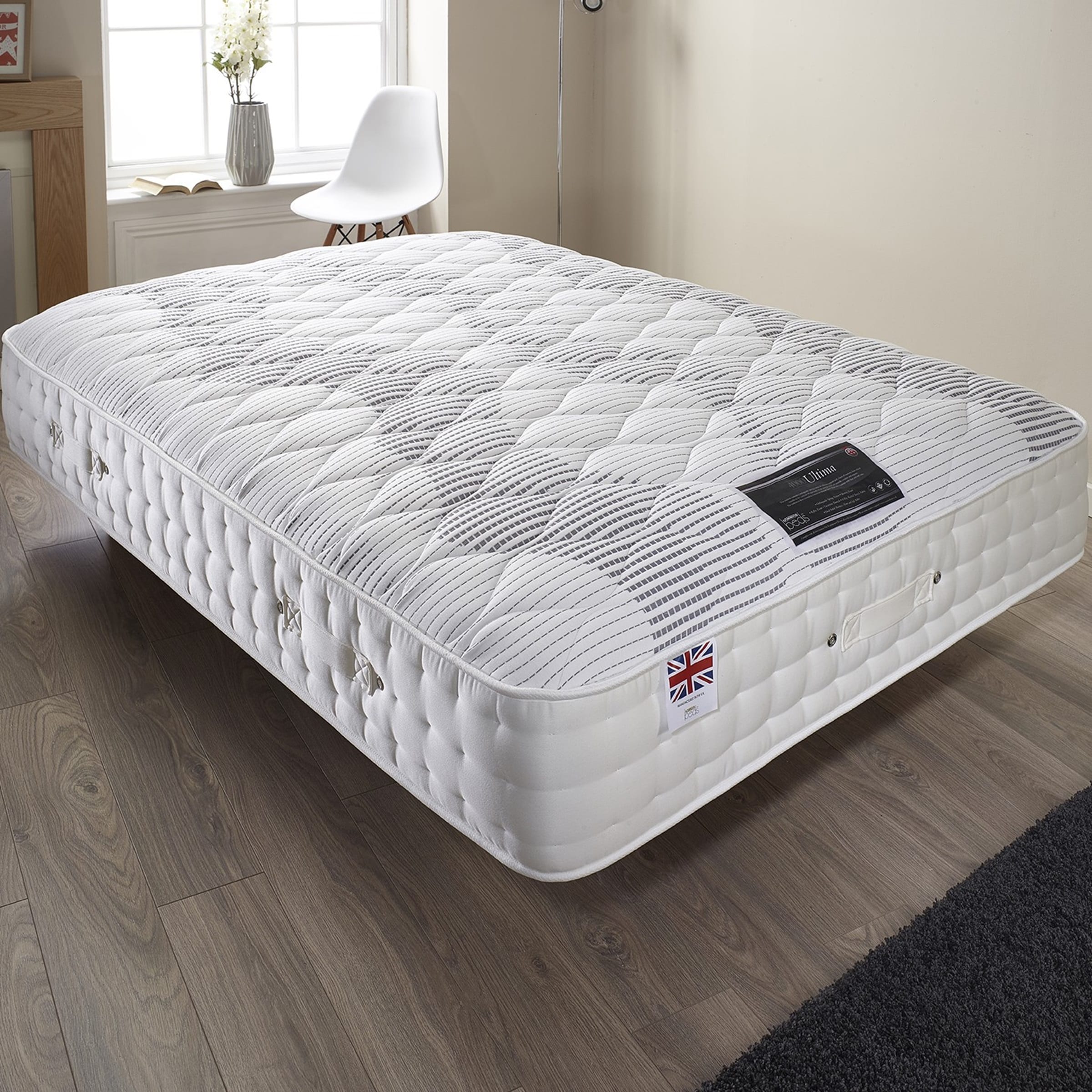 Ultima 4000 Wool, Silk, Memory Foam Pocket Spring Mattress & Reinforced Border White White Super King