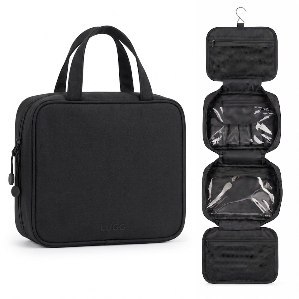 image 1 of Lugg Hanging Toiletry Bag Waterproof Travel Organiser with 360 Swivel Hook