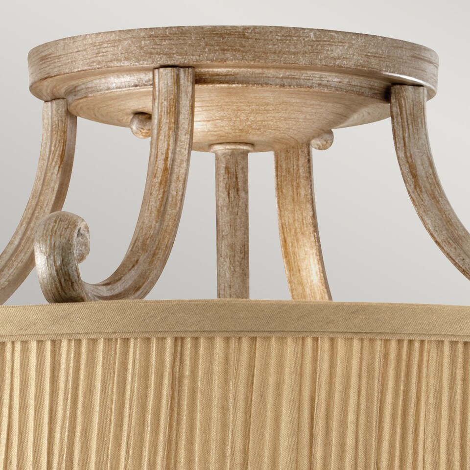image 1 of Abbey 3 Light Semi Flush Ceiling Light Silver Sand with Shade, E27