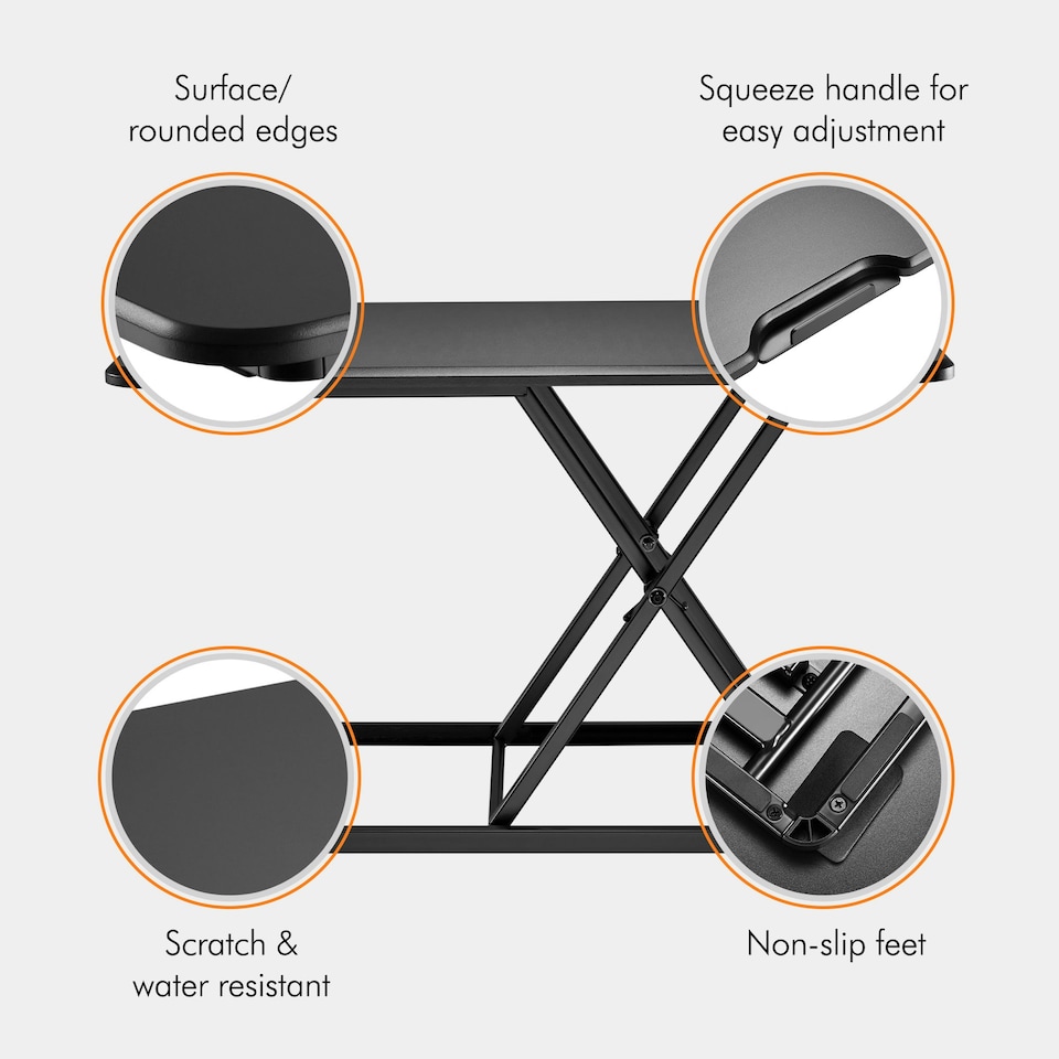 image 1 of Vonhaus Black Standing Desk Converter for Home Office