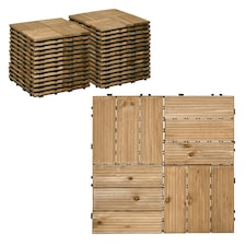 Outsunny 27 Pcs Wooden Decking Tiles, 30x30cm Decking Boards, Brown