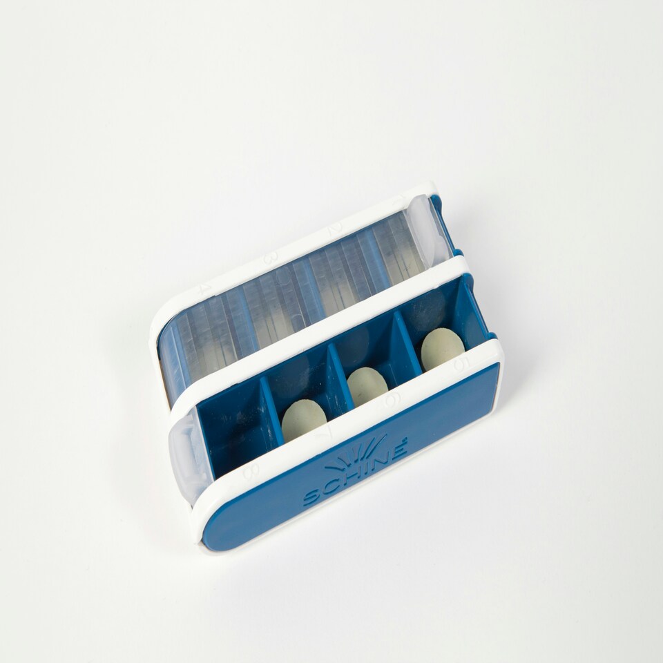 image 1 of Pivotell Blue Daily & Weekly Pill Box Organiser Set - with an Innovative Easy to Open Roller Shutter