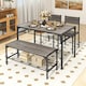 image 6 of COSTWAY 4-piece Dining Set Table with Chairs & Bench Grey Grey