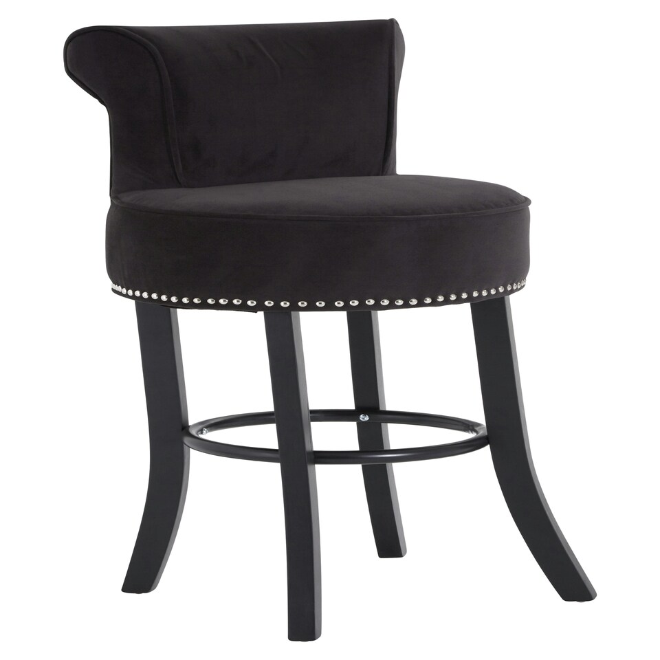 image 1 of Interiors by Premier Black Velvet Bar Chair, Comfortable Seating Breakfast Bar Chair, Footrest Living Bar Chair Kitchen