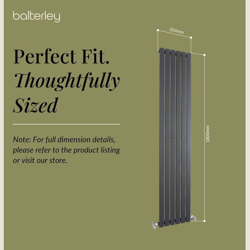 image 1 of Lucia Square Vertical Single Panel Radiator, 1800mm x 354mm Anthracite | Grey | Anthracite | 1