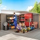 image 3 of Outsunny 11.3 x 9.2ft Lean to Metal Garden Shed, Outdoor Galvanised Tool Storage House with Double Sliding Doors and 2 Air Vents, Grey