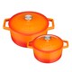 image 1 of Cooks Professional Cast Iron Casserole Set of 2 | 20cm and 26cm | Enamelled Inside and Out | Graduated Orange
