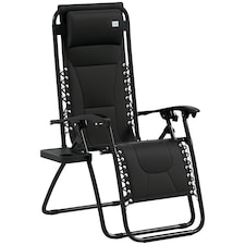 Outsunny Zero Gravity Lounger Folding Recliner Chair w/ Cup Holder Black 