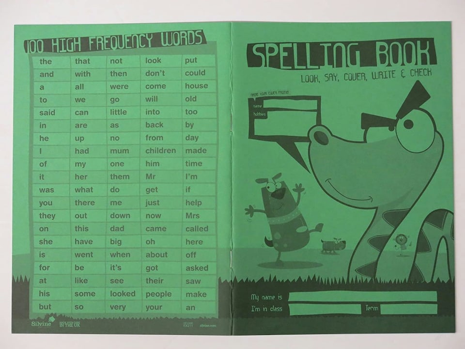 image 1 of Silvine A5 Spelling Book - Green Cover