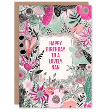 Elegant Modern Boho Wildflowers Pink Flowers Nan Birthday Card