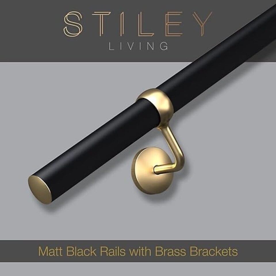 image 1 of Stiley Living Wall Mounted Handrail Kit, Banister System with Brackets and Fixings