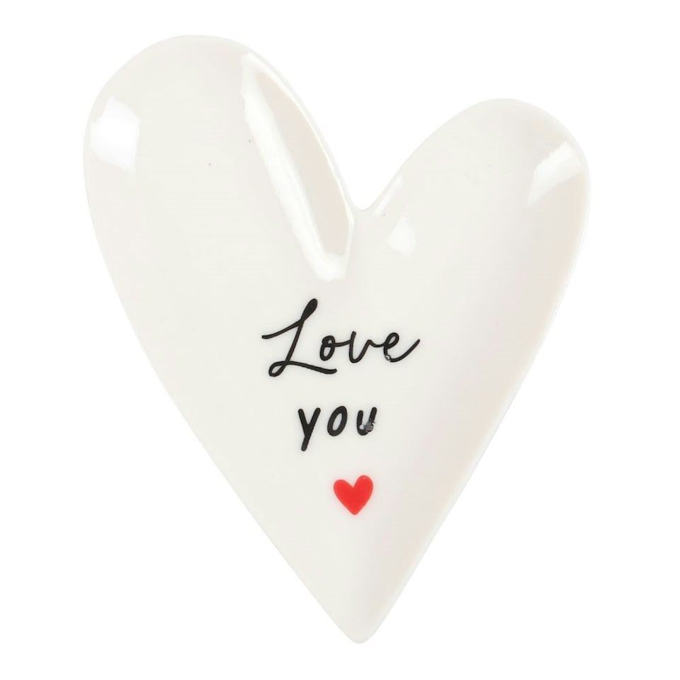 image 1 of Something Different Love You Heart Trinket Dish - White/Black - One Size