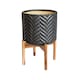 image 1 of Aspen Chevron Planter - Ceramic/Wood - L22 x W22 x H34 cm - Mercury | Black