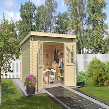 San Jose 275-Log Cabin, Wooden Garden Room, Timber Summerhouse, Home Office - L295 x W313.9 x H210.9 cm Brown