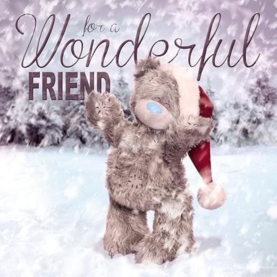 image 1 of 3D Holographic Friend Me to You Bear Christmas Card