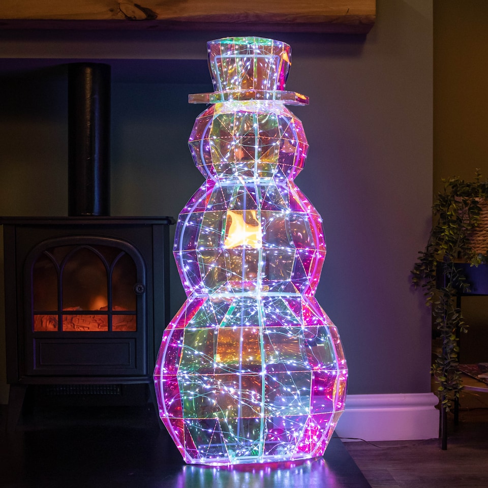image 1 of 91cm DreamLights Iridescent Christmas Snowman with 400 White LEDs