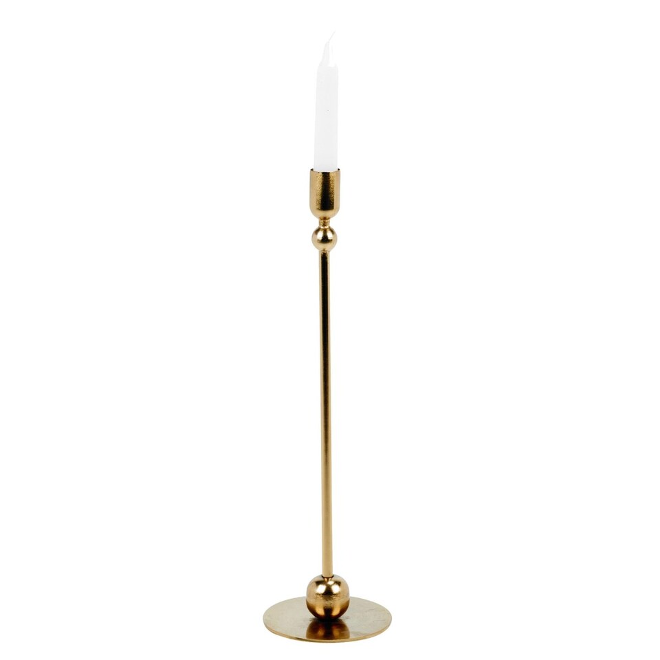 image 1 of 33cm Tall Metal Iron Taper Candle Stick Holder Dinner Table Wedding Party Decor | Gold | 1 x Gold