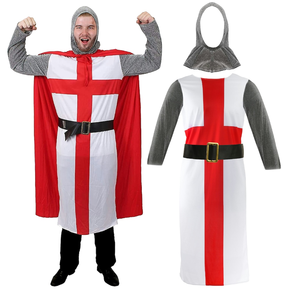 image 1 of Medieval Crusader St George Costume | Red | XL