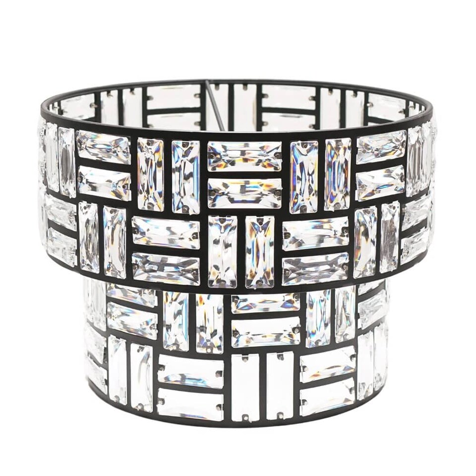 image 1 of ValueLights Elise Acrylic Black 2 Tier Lamp Shade | Black