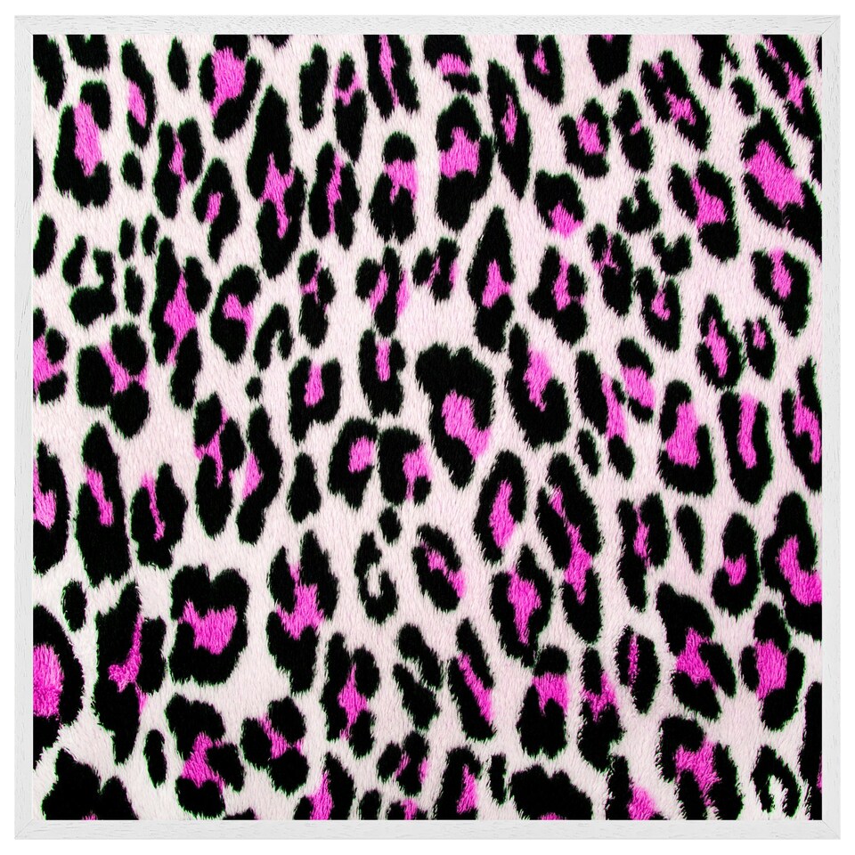 image 1 of Pink fluffy leopard (Picture Frame) White | S