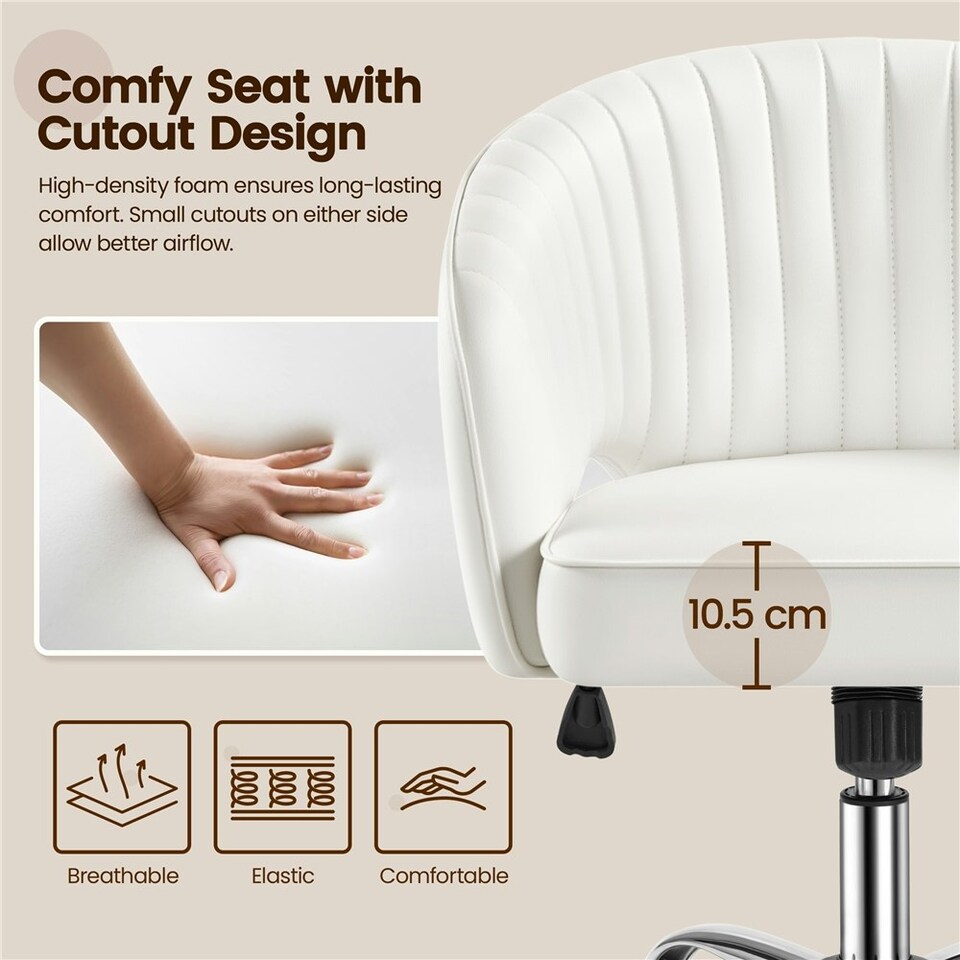 image 1 of Yaheetech Faux Leather Office Chair Adjustable Seat Height N/A | Cream