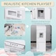 image 6 of HOMCOM Kids Play Kitchen Wooden Toy Kitchen Cooking Set for Children with Drinking Fountain, Microwave, and Fridge White