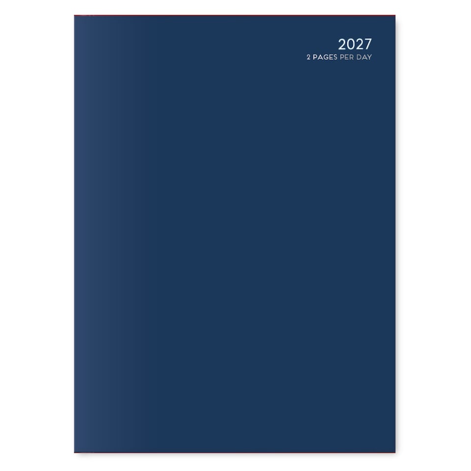 image 1 of MantraRaj 2027 Diary A5 2 Pages A Day Diary Hardback Year Planner Office Desk Diary (Blue)