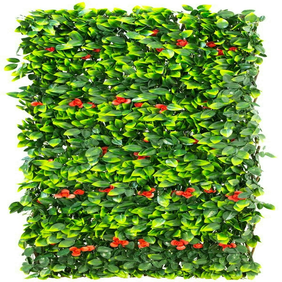 image 1 of Primrose Extendable Artificial Flower Outdoor Screening Trellis Red 1m x 2m