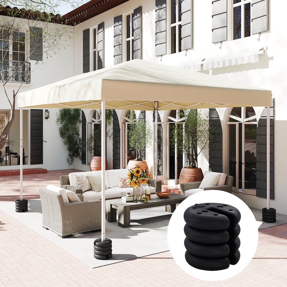 image 1 of Outsunny Pop up Canopy Weight Set of 4, Heavy Duty Sand Fillable Tent Leg Weights for Marquee Party Tent Canopy, Total 20kg