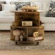 image 2 of Industrial 3 Tier Rolling Coffee Table Rustic Brown Brown