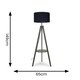image 3 of ValueLights Morrigan Navy Shade Grey Wood Tripod Floor Lamp & Bulb Blue