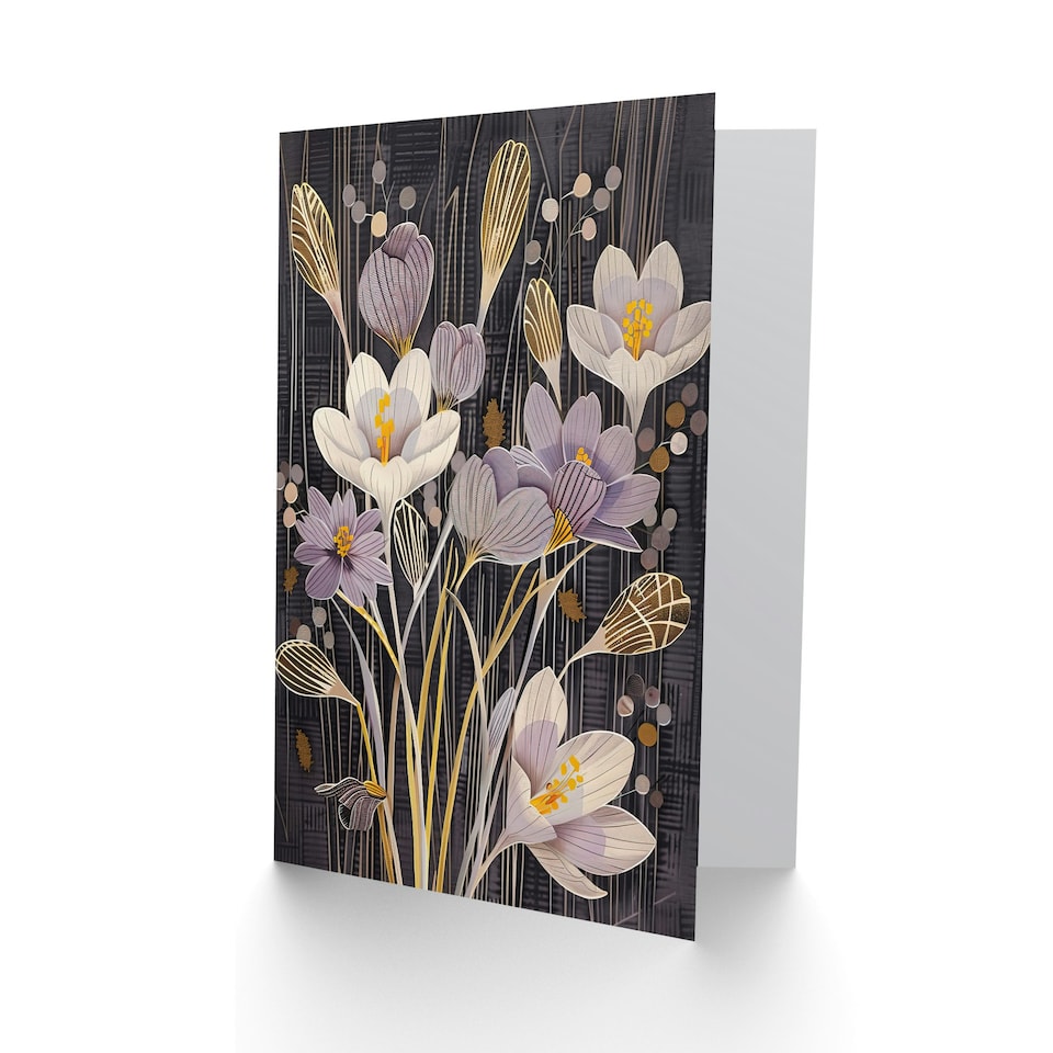image 1 of Purple Crocus Flowers Bloom Floral Woman Her Birthday Card