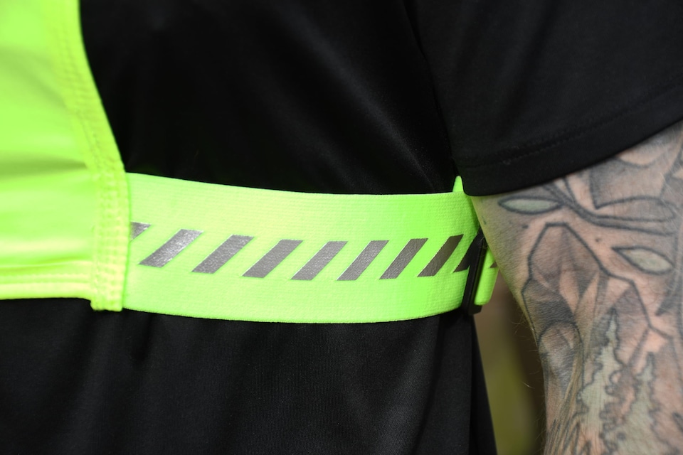 image 1 of Six Peaks Lightweight Running Vest With Secure Zip Pockets, Reflective Breathable Jogging Belt Pack, Adjustable Comfort Fit, Yellow