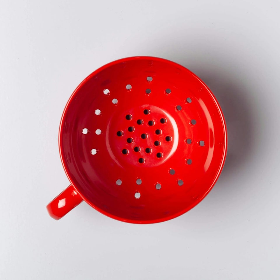 image 1 of Zeal Berry Colander Cup, Melamine Fruit and Berry Strainer, Red