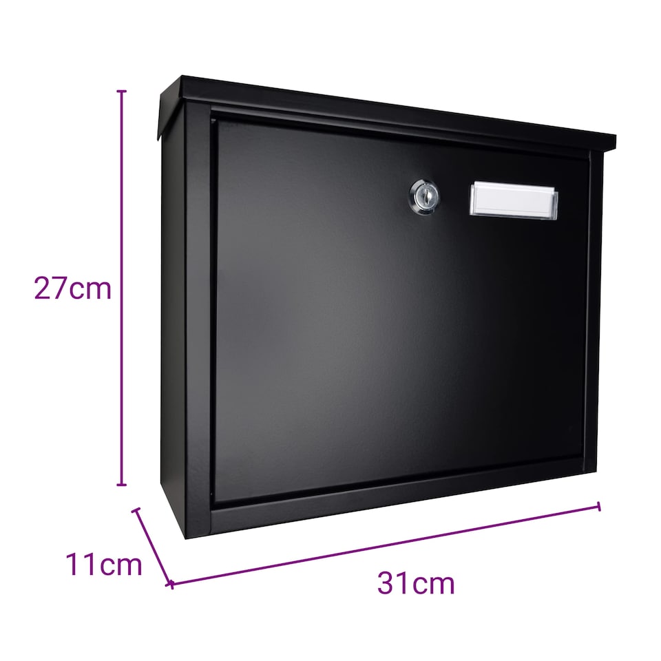 image 1 of FURNISHED Outdoor Wall Mounted Post Box Galvanized Steel | Black | Black