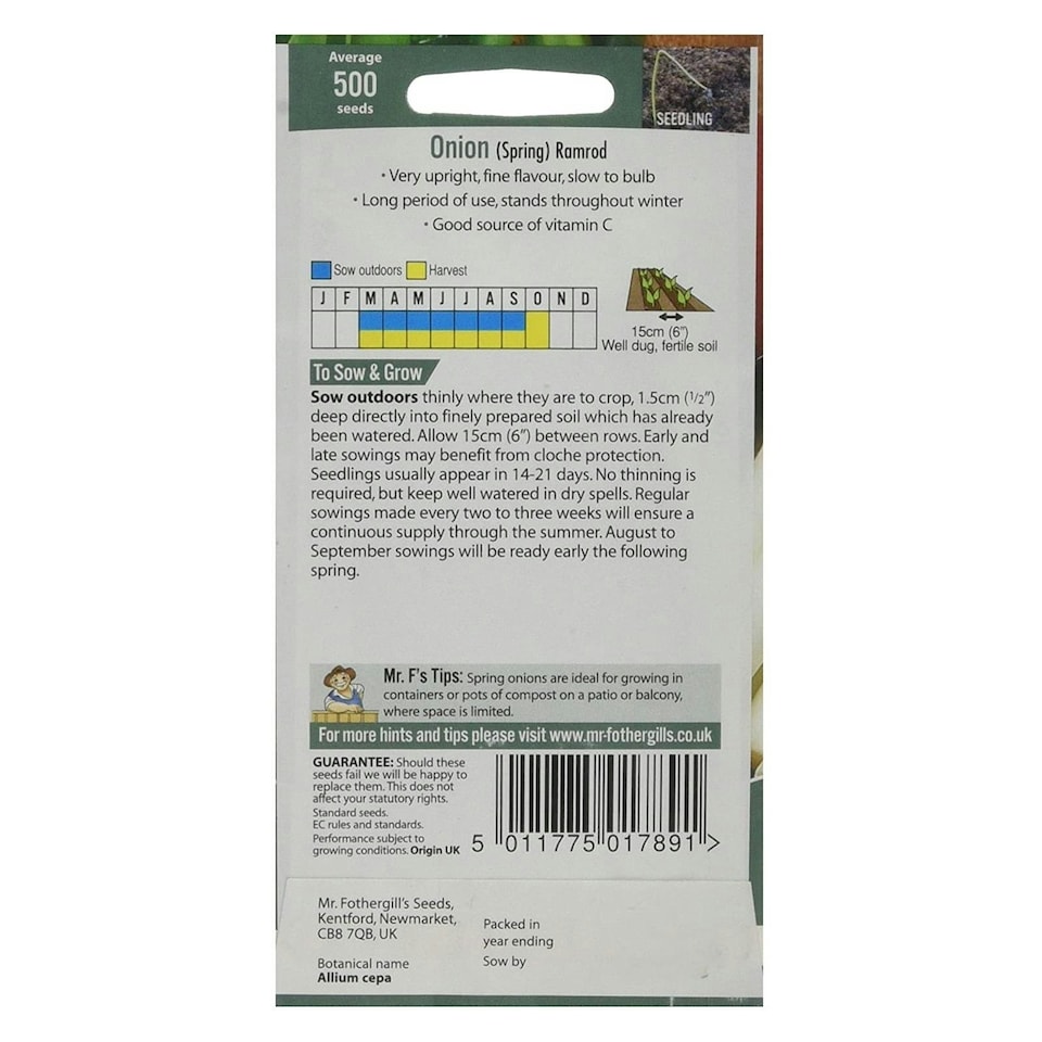 image 1 of Mr. Fothergills Onion (Spring) Ramrod Seeds